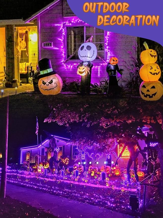 4 Pack 100 LED Halloween Fairy Lights Battery Operated with Remote, 33FT Waterproof Twinkle Lights with Timer & 8 Modes, Fairy String Light Outdoor Indoor for Bedroom Classroom DIY Decor (Purple)