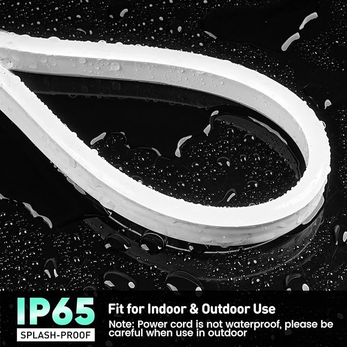 GZBtech Flexible LED Neon Rope Lights 66FT,AC 110-120V Waterproof Strip Light, 120 LEDs/M Cuttable Connectable Neon Lighting for Indoor Outdoor Home Decor/Commercial Use-Cold White 20M, ETL Listed