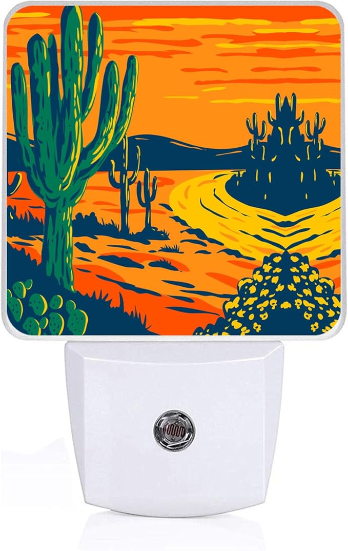 Cactus Night Light, Plug-into Wall Desert Plant Nightlight Lamp with Dusk to Dawn Sensor, Led Lamp 0.5W Energy Efficient for Boys Girls Adults Home Decor