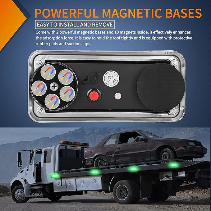 Nilight 2PCS 42LED Green Wireless Magnetic Strobe Lights Portable Warning Hazard Light Surface Mount Waterproof 5 Patterns for 12V 24V Cars Trucks Van Off Road Vehicles ATV