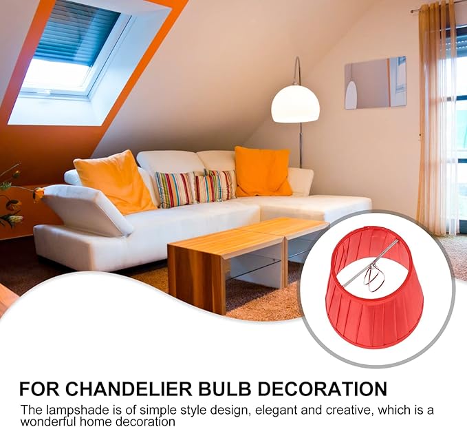 Simple Lampshade Large Red Fabric Lampshade for Table Bedside and Floor Lamps