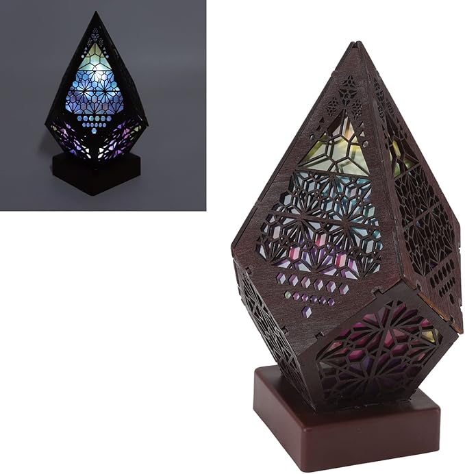 LED Star Projector, Colorful Retro Bohemian Wooden Star Sky Floor Projection Lamp, Night Light Projector for Collection Home Decor, Courtyard Garden Christmas Decoration, (Battery Not Included)