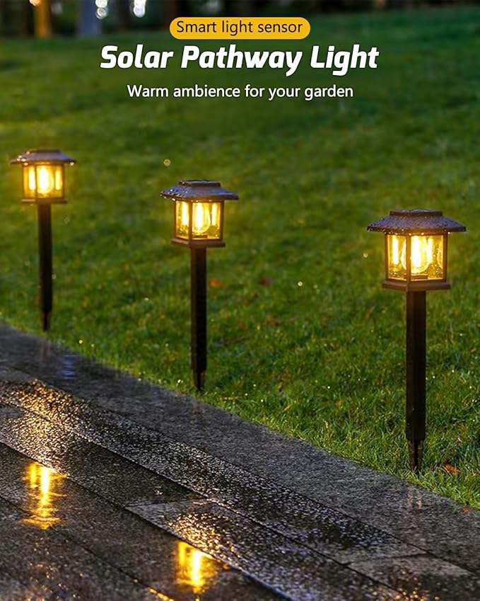 Albelt Solar Pathyway Lights Outdoor, 2 Pack Waterproof Solar Garden Lights with Auto On/Off, Landscape Lighting for Garden, Yard, Pathway, Patio, Driveway Decor