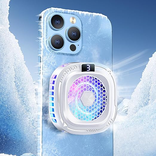 Phone Cooling Fan,10W Magnetic Heatsink - 3-Level Smartphone Cooling Fan with RGB Light,for Game Live Streaming Video Filming