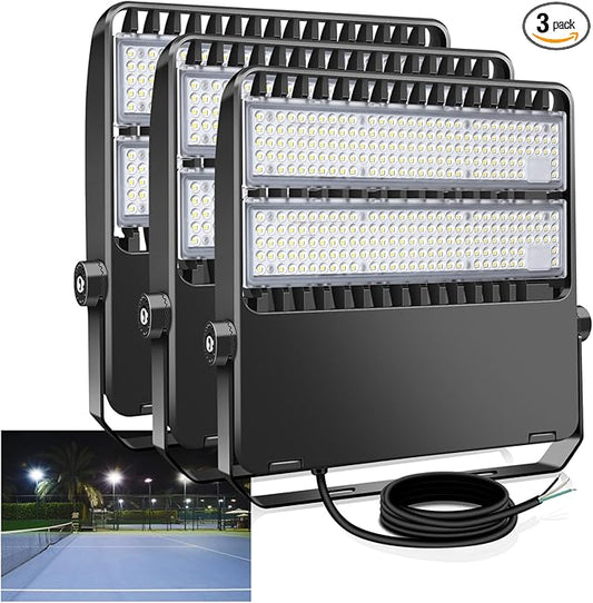LED 240 Watt Stadium Lights Fixture, Outdoor Super Bright 36000 Lumen Stadium Flood Light, 5000K 120° Wider Lighting Angle Yoke Mount Commercial Arena Lights 110Volt-277Volt (3 Pack)