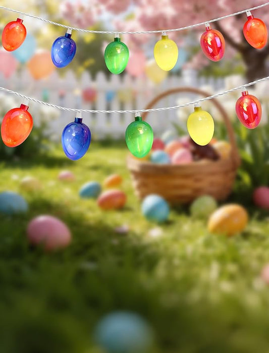12FT Easter Egg String Lights – Pastel 3D Fairy Lights for Bedroom, Spring Decor, Mantel, Party – Warm Glow, Plug-in, Connectable