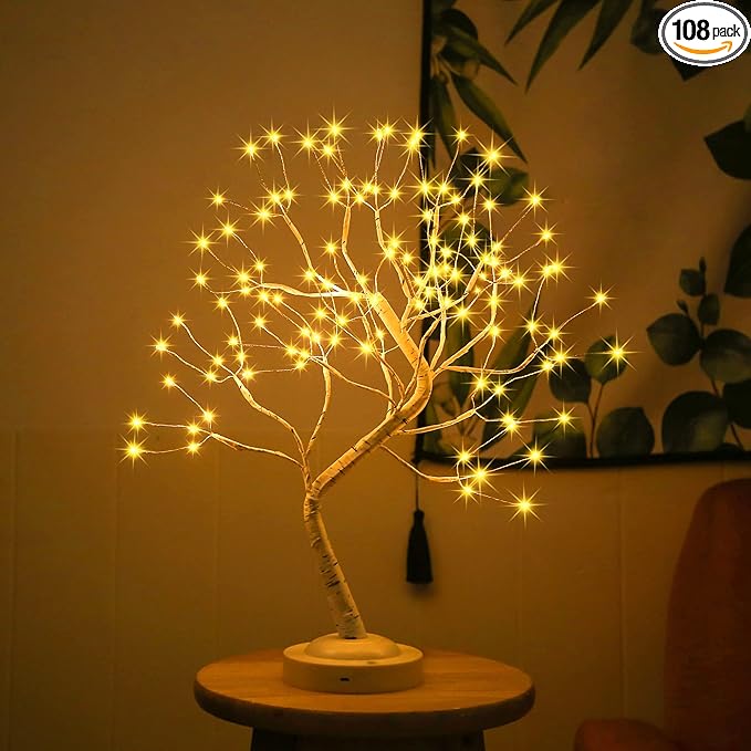 108 LED Birch Tree Lights 20 Inches Artificial Tabletop Fairy Tree Lamp Eight Lighting Modes USB or Battery Operated with Timer Decor for Bedroom Living Room Wedding Christmas Easter (Warm White)