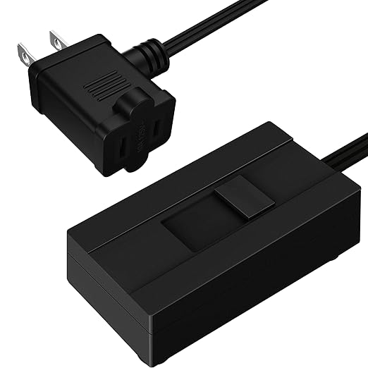 TOPGREENER Table-Top Plug in Dimmer for Table or Floor Lamps, Slide Control, Works with 360 Watt Incandescent/Halogen and 150 Watt Dimmable CFL/LED, Off at Lowest dim, 6ft Cord, TGTTDL300-BK, Black