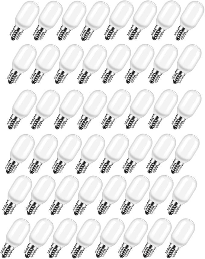 48PCS Christmas Village Replacement Light Bulbs-T20 Replacement Led Light Bulb,E12 Candelabra Base 0.7W 120V LED for Village Houses,Christmas Tree,Dept 56,Halloween Pumpkin Decor Accessories