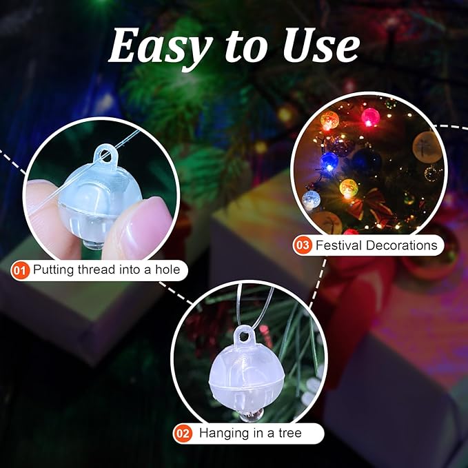 50PCs Mini Led Lights with Hook, Waterproof Round Tiny Led Light for Party Decorations Neon Party Light，Purple-Blinking Lights