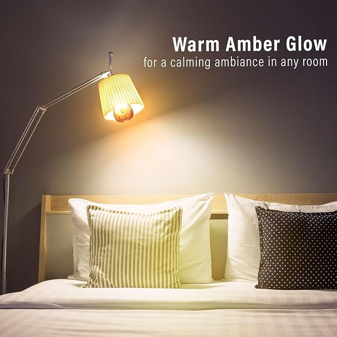 Himalayan Glow Natural Pink Salt LED Light Bulb, Warm Amber Glow - 60 Watt Equivalent light Bulb, Dimmable, E26 Edison light bulb for Homes, Decor, Offices