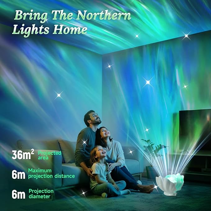Northern Lights Projector, Shell Night Light Built for Bedroom Nebula Lamp, Kids Dorm Decor, Cute Room Decor Aesthetic, Valentines Day Gifts