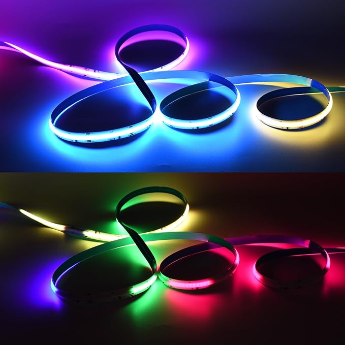 INDARUN 24V RGB Smart IC COB Led Strip Light 16.4ft/5M, 720LEDs/M 12mm Width, Christmas Light, Color Chasing Addressable Flexible Led Tape Light for TV Backlight(Without Controller&Adapter)