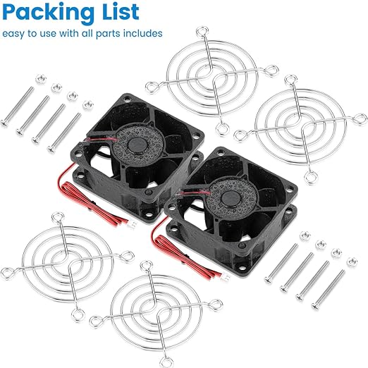 GDSTIME 60mm x 25mm 12V DC IP68 Waterproof Fan Dual Ball Bearings Brushless Small Computer Cooling Fan 2-Pin for RV Fridge Solar Battery Box Outdoor Cabinet Ventilation, 2 Pack