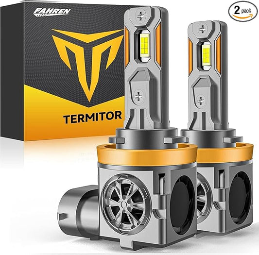 Upgraded H11/H9 Bulbs, 40,000LM 800% Super Brighter, 6500K Cool White, 1:1 Mini Halogen Size H11 H9 Fog/Driving Lights with Cooling Fan, Plug and Play, Pack of 2