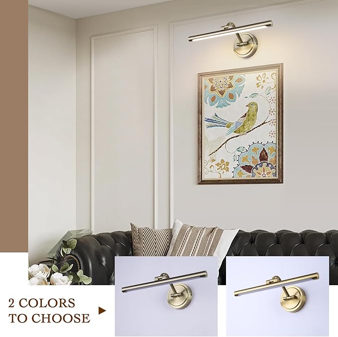 Modern Dimmable Picture Lights for Wall 15.7" Hard-Wired LED Picture Frame Lights for Paintings Gallery Light with Adjustable Swing Arm Display Lights For Artwork, 7W, 2700K, Warm White Antique Bronze