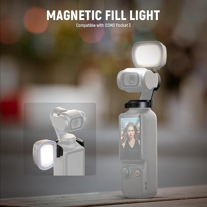 NEEWER Basics Magnetic Auxiliary Light & RGB Light Compatible with DJI OSMO Pocket 3 Creator Combo, 1.3W USB C 3 Color Mini LED Camera Fill Lighting Attachment for Selfie Vlog Video Recording