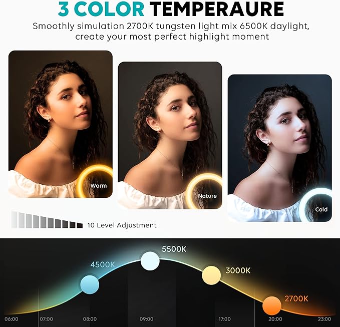 Weilisi 12'' Ring Light with Stand 72'' Tall & 2 Phone Holders,38 Color Modes Selfie Light with Tripod Stand, Big LED Ring Light for iPhone/Android/Camera,YouTube,Makeup