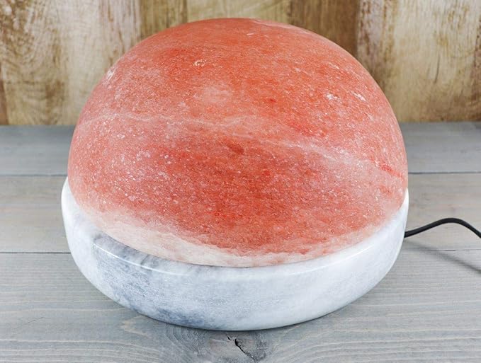Himalayan Secrets® Salt Dome Lamp | for Warming Up Hands and Feet (11" Gray Marble Base)