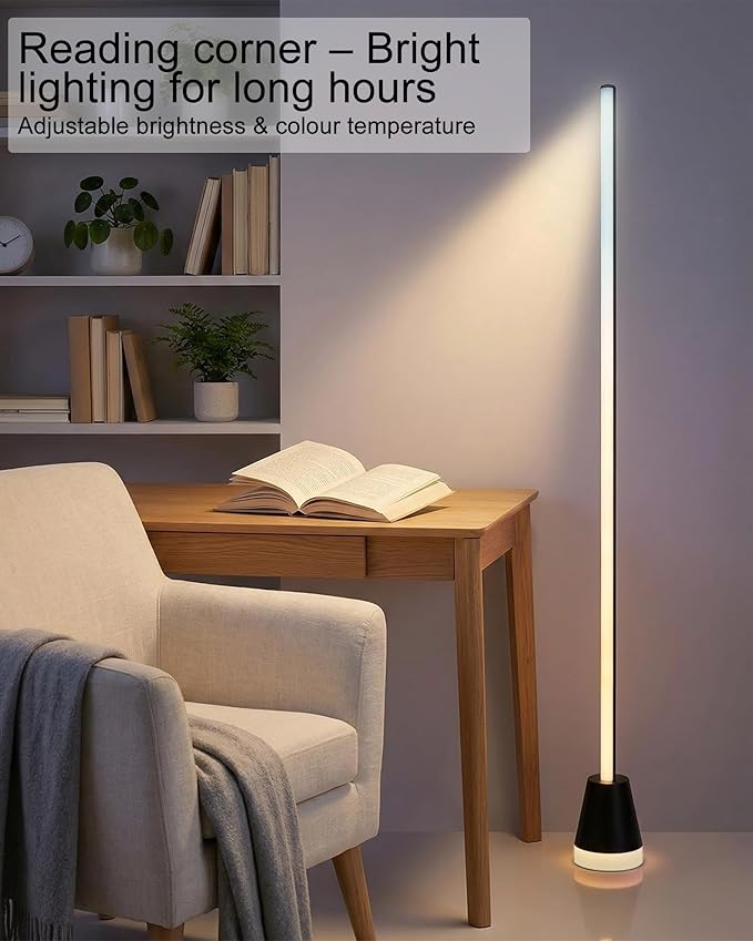 Name 56" RGBIC Floor Lamp, Bendable LED Corner Lamp with Music Sync, Memory Function Smart Standing Lamp for Living Room Bedroom, APP Remote Control Ambient Lighting