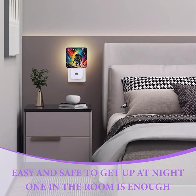 Astronauts Space Night Light,Night Lights Plug into Wall,Led Lamp for Stairway/Hallway/Bedroom 0.5W Nightlight Sleep Friendly