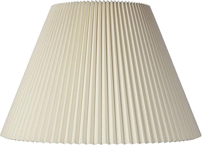 Empire Lamp Shade Beige Pleated Large 10.75" Top x 22" Bottom x 15.5" High Spider with Replacement Harp and Finial Fitting - Springcrest