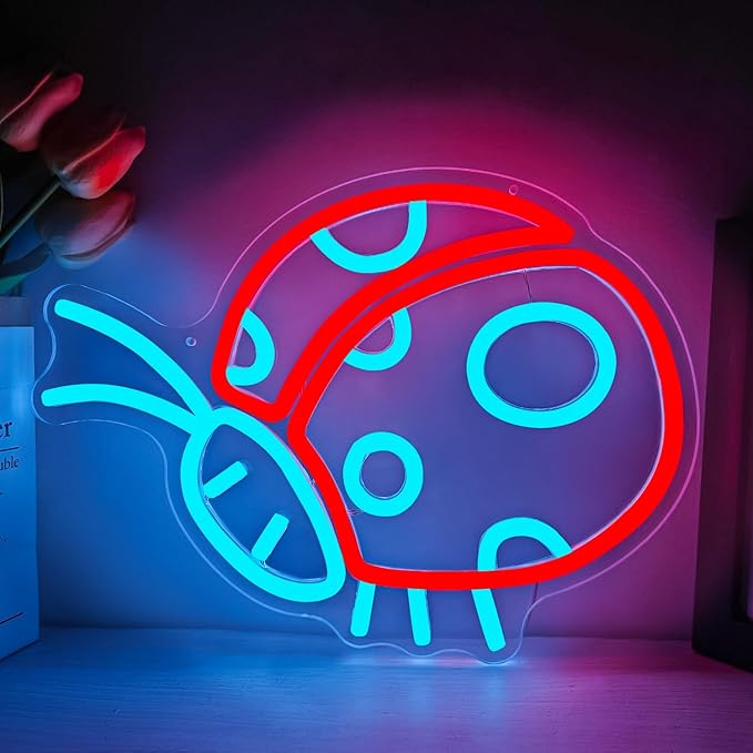 Ladybug Neon Signs for Wall Decor Cute Neon Sign Ladybug Led Sign Ladybug Light Up Sign Dimmable Neon Lights for Bedroom Birthday Party Easter Christmas Ladybug Decor Gifts