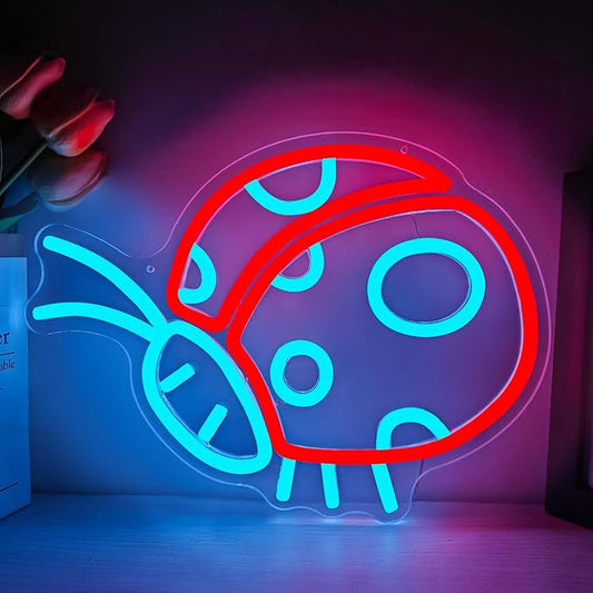 Ladybug Neon Signs for Wall Decor Cute Neon Sign Ladybug Led Sign Ladybug Light Up Sign Dimmable Neon Lights for Bedroom Birthday Party Easter Christmas Ladybug Decor Gifts