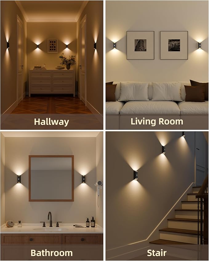 EZVALO Motion Sensor Wall Lights, 4000mAh Rechargeable Battery Operated Wall Sconces Set of 2, 3 Color Temps, Dimmable, Wireless Magnetic Night Light with Remote, Timer, for Hallway, Stair, Bedroom