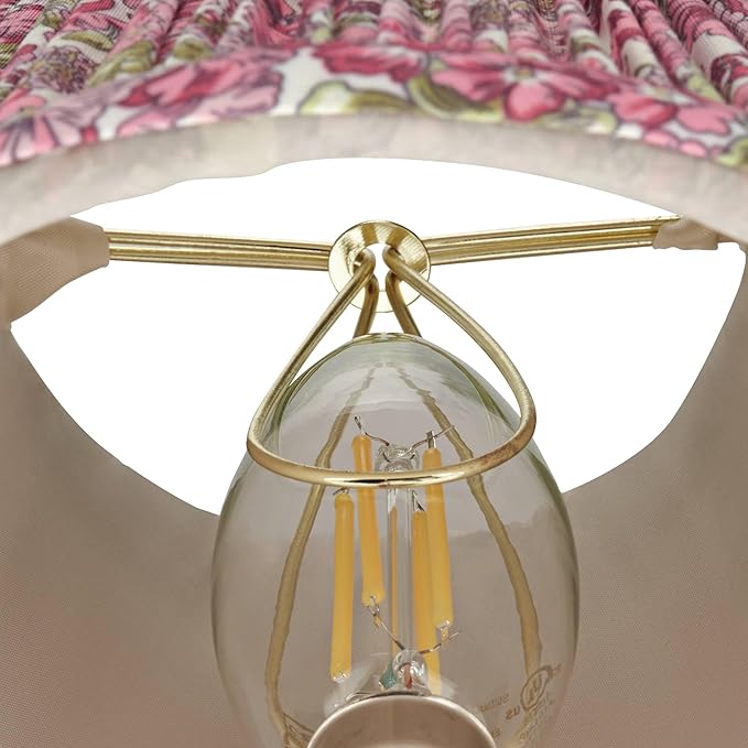 Springcrest Nelle Pink Floral Cottage Core Pleated Shade 3.5x6x5 (Clip-On) - Springcrest