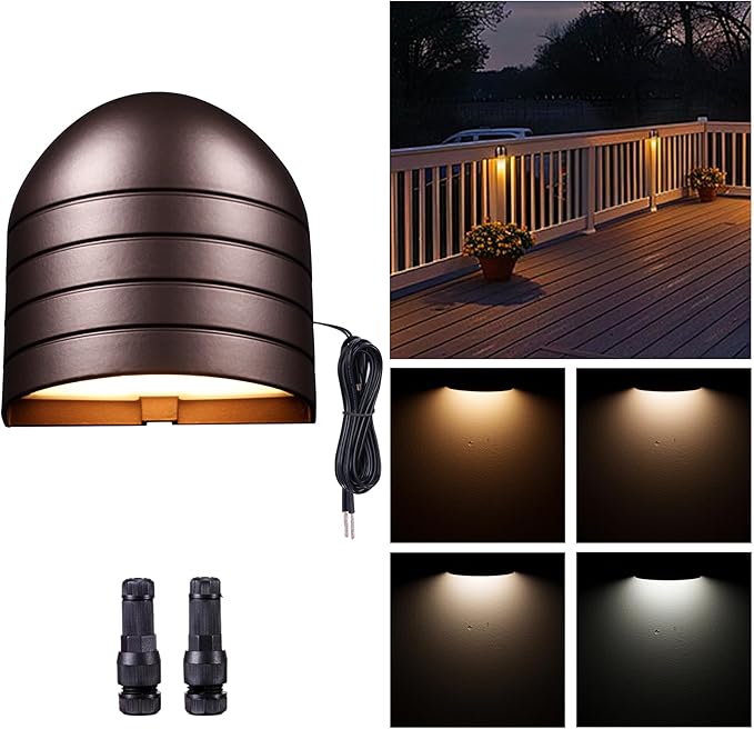 Low Voltage Deck Light - 12V LED Step Light Outdoor, 2700K/3000K/3500K/4000K/5000K Adjustable, IP65 Waterproof Hardwired Aluminum Lighting Oil-Rubbed Bronze for Yard Fence Handrail Wall