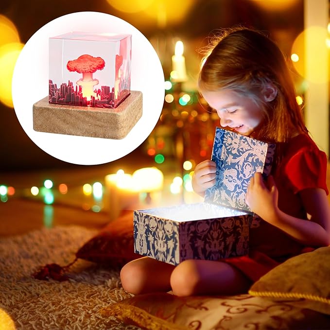 DAVID ROCCO Mushroom Cloud Nuclear Blast Lamp Ornament, Atomic Bomb Model Atmospheric Lamp, Epoxy Resin Night Light, Children's Room as Well as Living Room Decor Gifts for Friends (Mushroom Cloud)