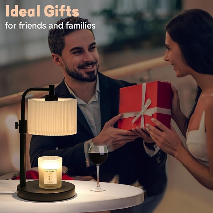 Candle Warmer Lamp, Candle Lamp Warmer with Timer Adjustable Height Wax Warmer Lamp for Jar Candles, Birthday Gifts for Women House Warming Gifts (Black)