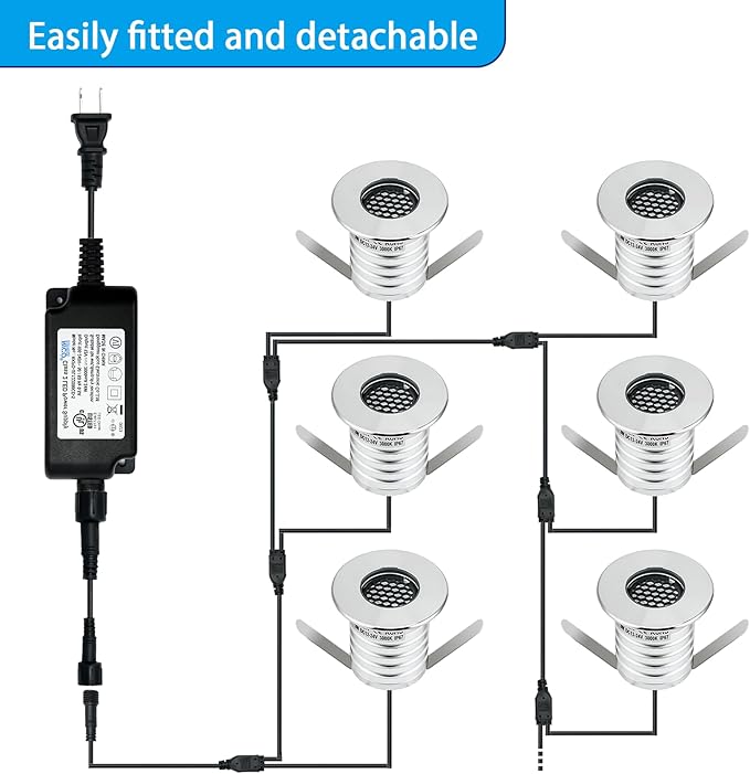 210 LED Honeycomb Underground Light, 3W, DC12-24V, IP67, Anti-Glare, Low-Voltage Embedded, Stainless Steel 304 Cover, Suitable for Outdoor Ground, Deck, Square, Park, Courtyard(3000K, 6P-A)