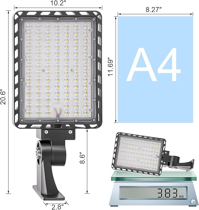 ledmo LED Parking Lot Light 37000lm Outdoor Dusk to Dawn Commercial Street Light with Adjustable Arm Wall Mount 240W IP65 LED Barn Security Area Lights for Yard Sport Warehouse Shop 5000K