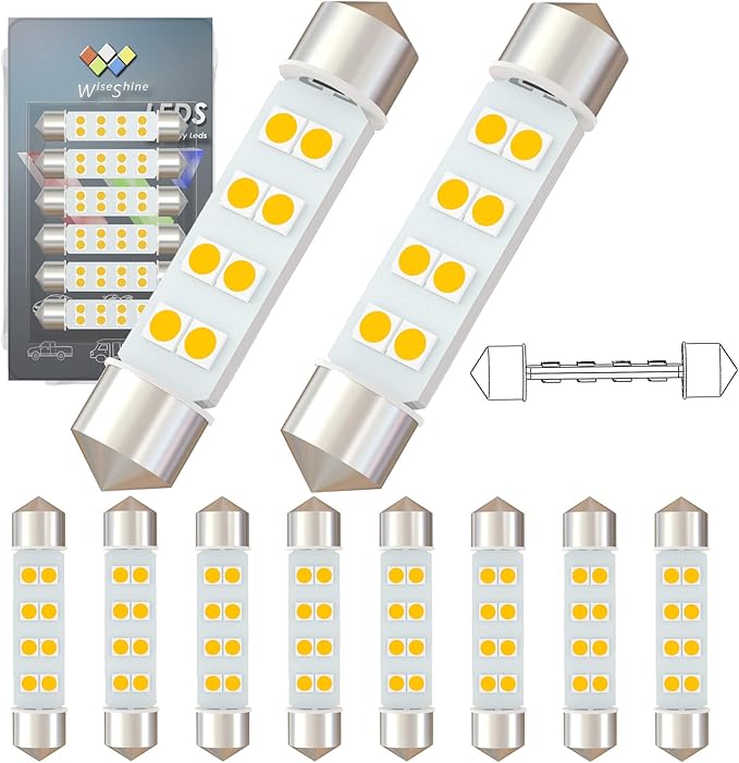 360 deg DC 24V 44mm Festoon LED Bulb 578 LED Car Bulbs Warm White 211-2 Navigation Bulb for Truck Interior Dome Reading Map Cargo Lights(Pack 10)