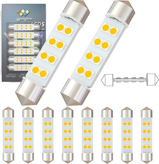 360 deg DC 24V 44mm Festoon LED Bulb 578 LED Car Bulbs Warm White 211-2 Navigation Bulb for Truck Interior Dome Reading Map Cargo Lights(Pack 10)