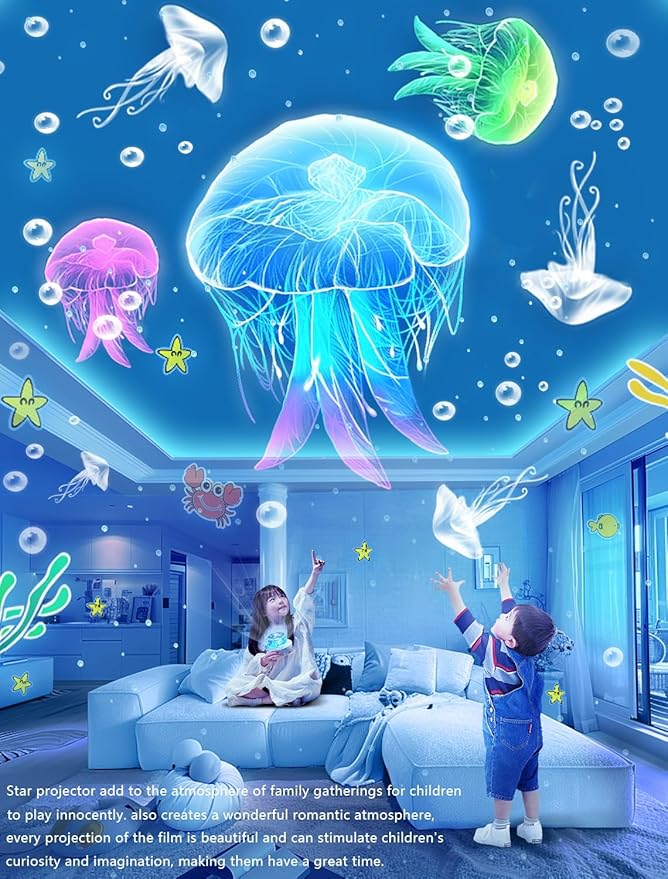 21 Set of Films, Kids Night Light Projector for Bedroom, Ceiling, Projector Night Light for Kids, Room Decor, Star Galaxy Lamp with 360° Rotating, Ceiling Projector, Birthday, Christmas, Girls Gifts