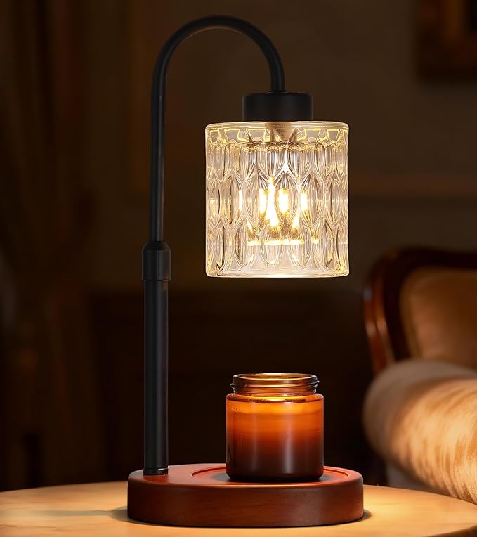 Black Candle Warmer Lamp with Dimmer and Timer,Home Decor Lamp for Scented Jar,Electric Wax Melt Warmer,Mother's Day/Birthday/Christmas Gifts for Mom/Wife,Adjustable Height,with 2 Bulbs