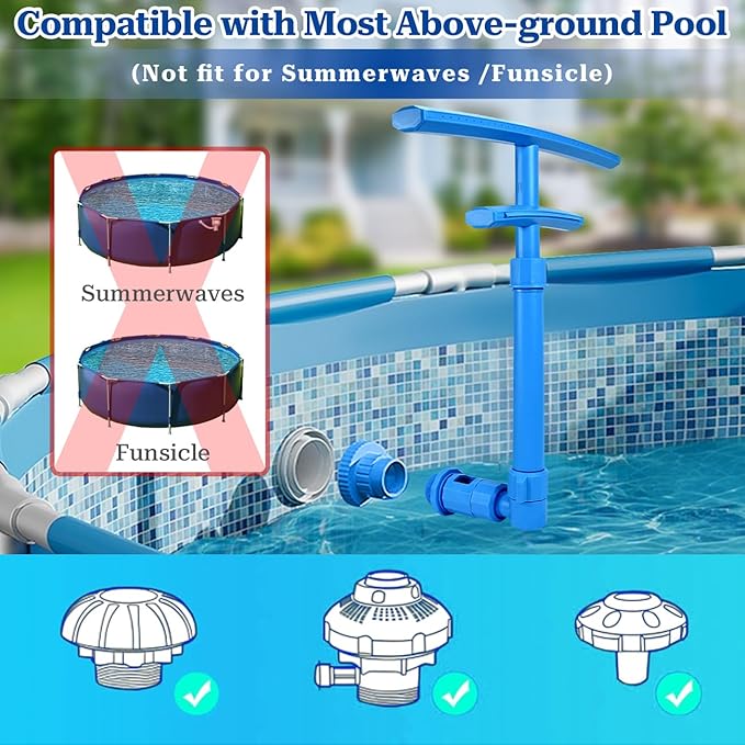 Dual Spray Pool Fountain with Adjustable Waterfall Aerator & Sprinkler, Universal Fit for Above Ground Pools, Swimming Pool Chiller Cools 10°F, Swimming Pool Accessories Pool Decor