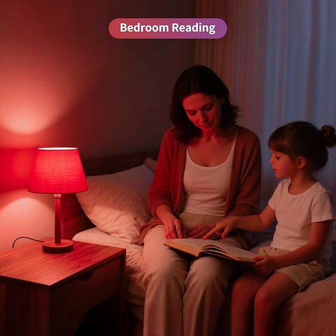 Aogled Red Light Bulbs for Sleep 9W E26,Red Night Light, 670nm LED Light Bulb for Melatonin, A19 60W Equivalent Dim Light Bulbs for Bedroom,Baby Nursery,Natural Sleep