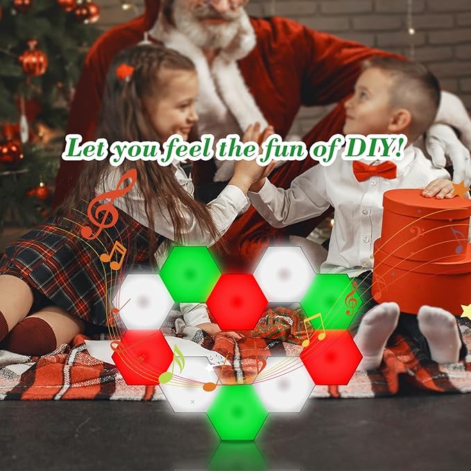 Hexagon LED Lights,Remote Control Wall Lamp,Intelligent Modular Touch Colorful DIY Lamp,Used for Bedroom,Bathroom,Living Room,Children's Day,Christmas,Various Game Party Decoration（6 Pack）