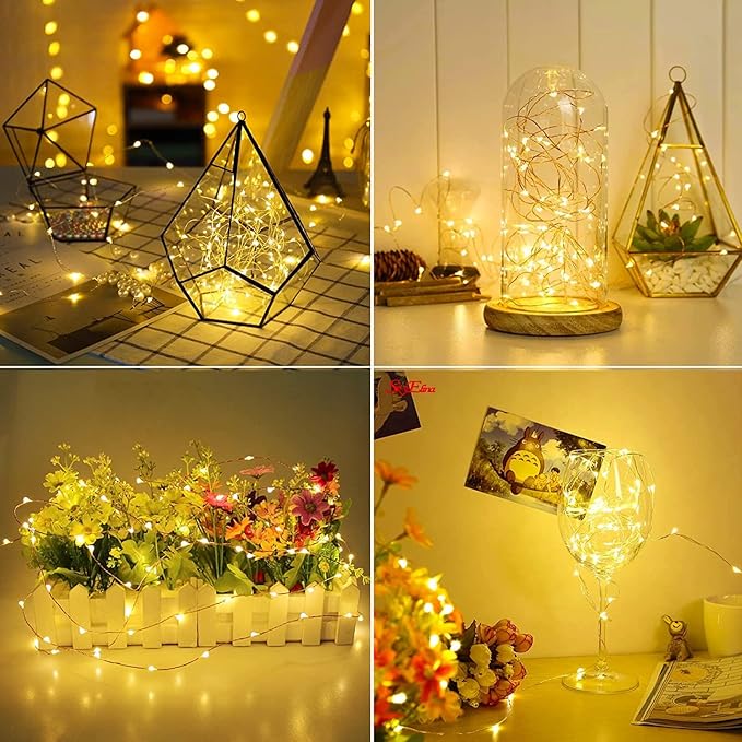ZNYCYE 10 Pack Fairy Lights with Timer,10 ft 30 LED String Lights 8 Modes Fairy Lights Battery Operated Waterproof for DIY Wedding Party Bedroom Mason Jars Christmas Decorations (Warm White)