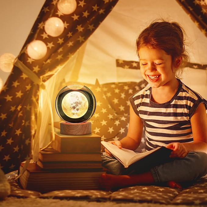 Large Crystal Ball 3D Moon Lamp Balkwan, Crystal Lamp 16 Color Changing Night Light with Remote Control for Bedroom Decor, Ideal Birthday Gift for Teens Boys and Girls, Moon Model