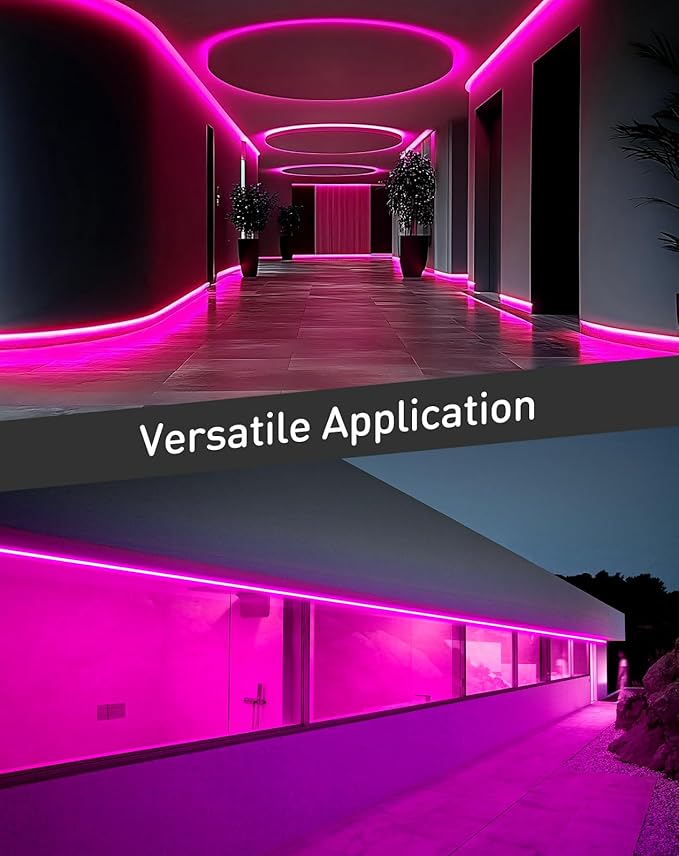 Shine Decor LED Rope Lights AC 120V, Connectable & Cuttable Dotless 120LEDs/M Eco Neon Strip Lighting, ETL IP65 Waterproof & Weather-Resistant for Home Commercial, 8x16mm, Pink, 65.6FT