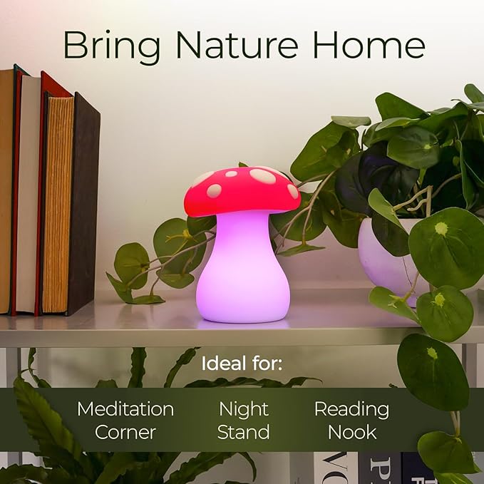 Mindsight [New 'Mindful Mushroom' Guided Breathing Lamp for Mindfulness & Relaxation | Cozy Ambient Night Light for Stress & Anxiety Relief | Calming Mushroom Decor for Adults | Self Care Gift