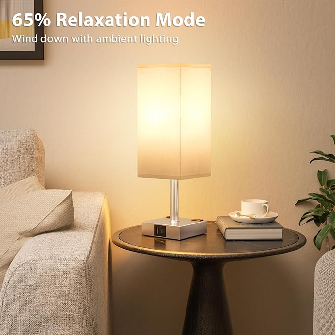 aooshine Light Gold Touch Lamps Set of 2 - Nightstand Lamp with USB-C + A Charge Ports & AC Outlets, 3-Way Dimmable Bedside Lamp, Small Table Lamp Light for Bedroom (Bulb Included)
