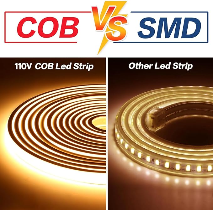 AC 110V 120V LED Strip Lights 3.28 Feet with US Plug, 1M LED Rope Lights Cuttable LED Strips IP67 Waterproof for Outdooor Indoor Home Decor 3000K Warm White (Warm White, 3.28ft)