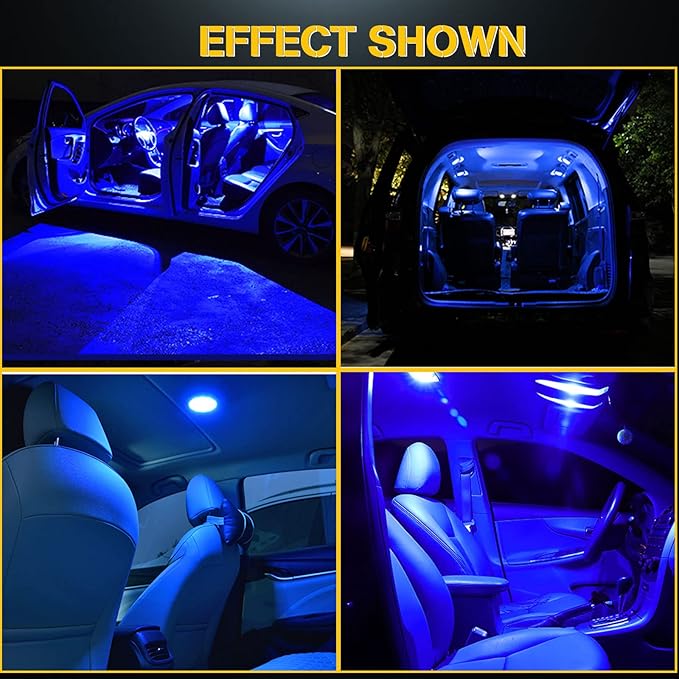 YM E-Bright 5-Pack Blue 5050 24SMD Led Panel Dome Light Lamp Auto Car Reading Interior Lamp DC 12V With T10 / BA9S / Festoon Adapters