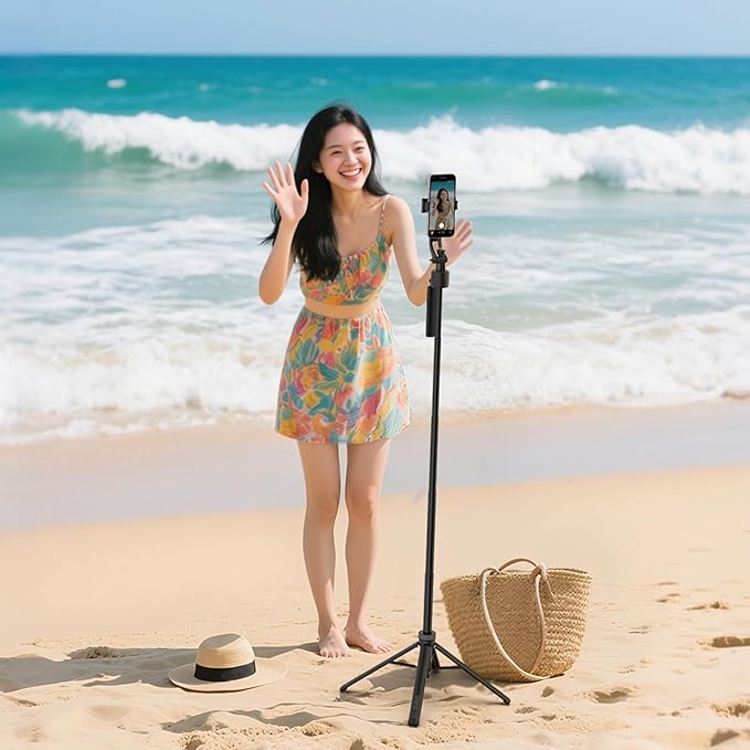 ULANZI TT23 64" Auto Face Tracking Tripod for iPhone/Android with Remote, 360°Rotating Selfie Stick That Follows Your Movement, Facial Recognition Tripod for iPhone 17/16/15/14/13/Android/Camera/GoPro